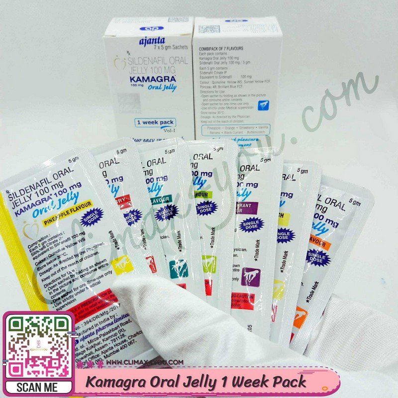 Kamagra Oral Jelly 1 Week Pack I คามากร้าเจลลี่ กล่อง 7 ซอง 7 รสชาติ - CLIMAX4YOU